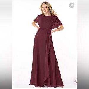 Azazie Aaliyah Size 16 Cabernet modest floor length bridesmaid dress